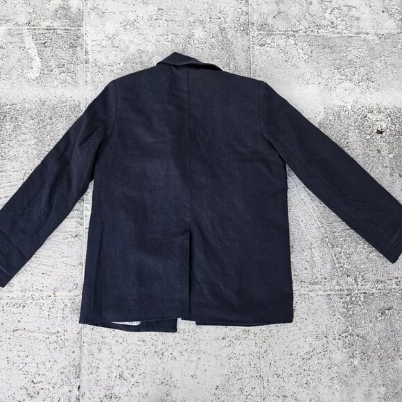 H by Halston Women Blazer Blue Navy Linen Blend Open Front jacket Size M - Picture 6 of 9